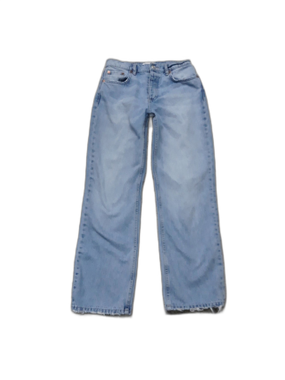4 Zara High-Rise Button Fly Crop Straight Leg Light Wash